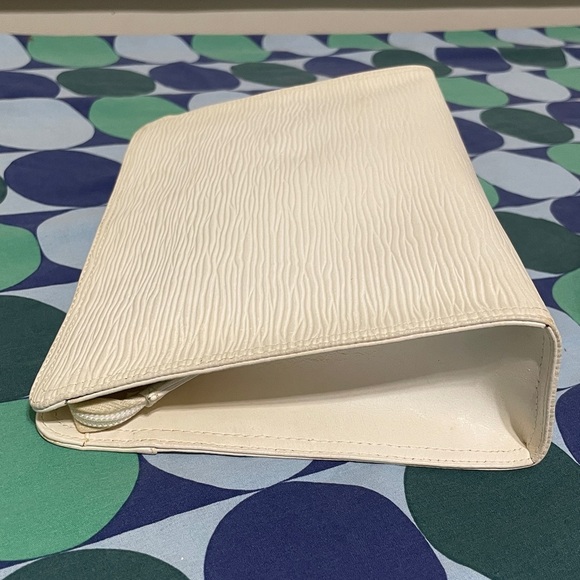 Mario Valentino White Textured Clutch with Gold Accents - Picture 5 of 15